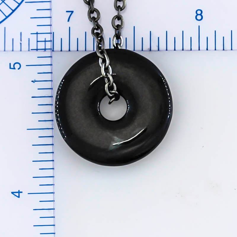 Guatemalan Black Jadeite Jade Necklace for Men and Women | Pi Disc on Chain | UPC #399600