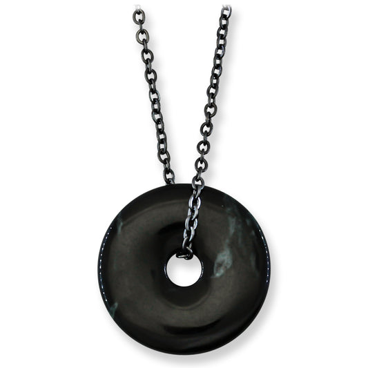 Guatemalan Black Jadeite Jade Necklace for Men and Women | PI Disc on Chain | UPC #399594