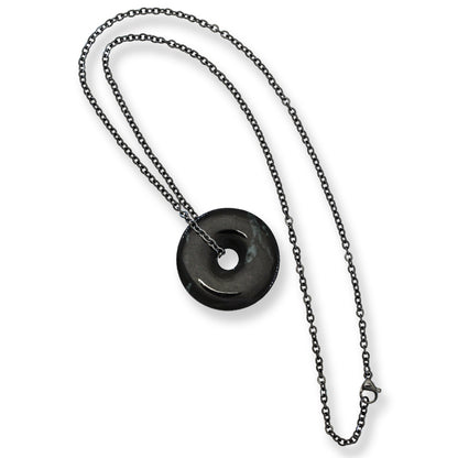 Guatemalan Black Jadeite Jade Necklace for Men and Women | Pi Disc on Chain | UPC #399594