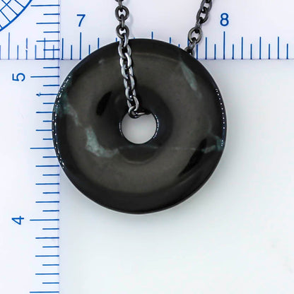 Guatemalan Black Jadeite Jade Necklace for Men and Women | Pi Disc on Chain | UPC #399594