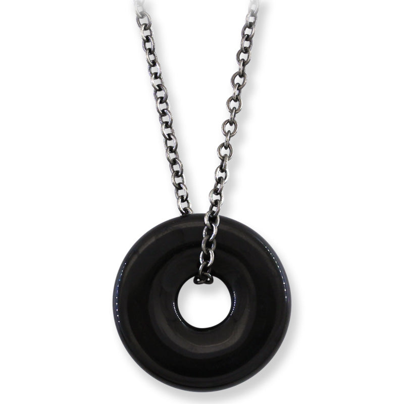 Guatemalan Black Jadeite Jade 20" Necklace for Men and Women | Pi Disc on Chain | UPC #408760