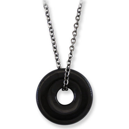 Guatemalan Black Jadeite Jade 20" Necklace for Men and Women | Pi Disc on Chain | UPC #408760