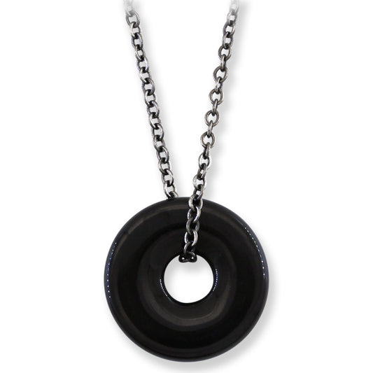 Guatemalan Black Jadeite Jade 20" Necklace for Men and Women | Pi Disc on Chain | UPC #408760