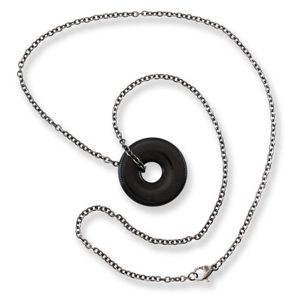 Guatemalan Black Jadeite Jade 20" Necklace for Men and Women | Pi Disc on Chain | UPC #408760