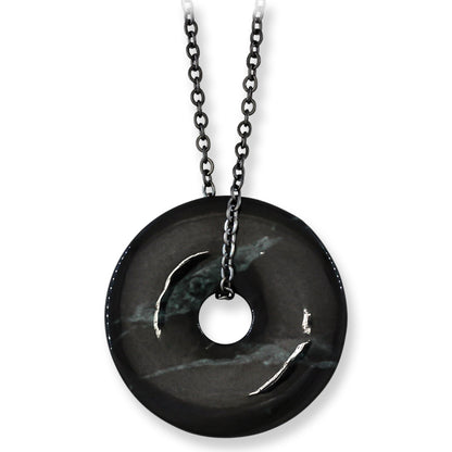 Guatemalan Black Jadeite Jade Necklace for Men and Women | Pi Disc on Chain | UPC #399587