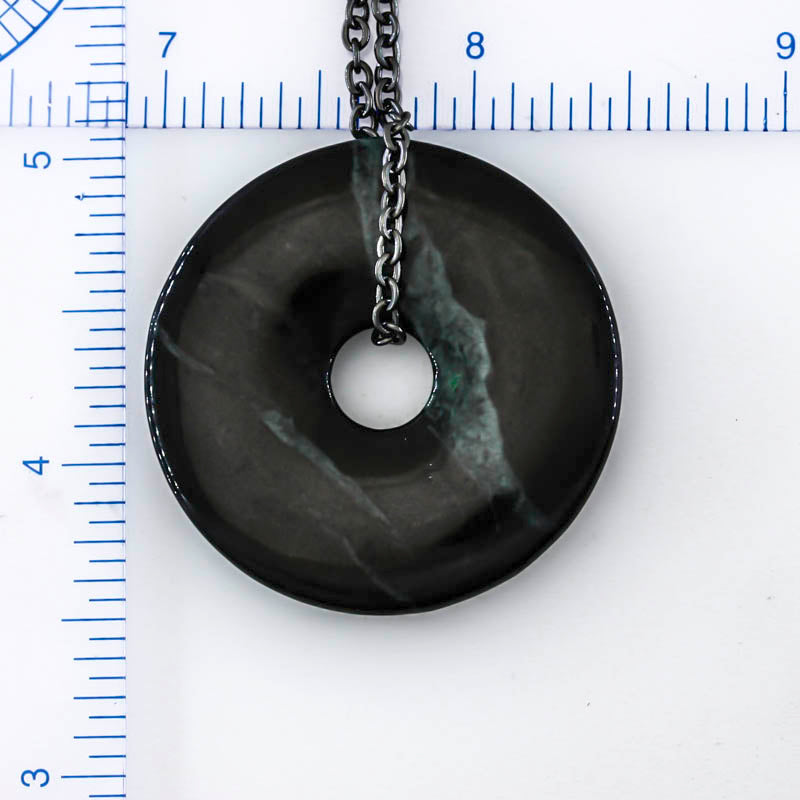 Guatemalan Black Jadeite Jade Necklace for Men and Women | Pi Disc on Chain | UPC #399587