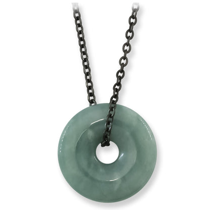 Blue Green Guatemalan Jadeite Jade Pi Disc Necklace | UPC #404267