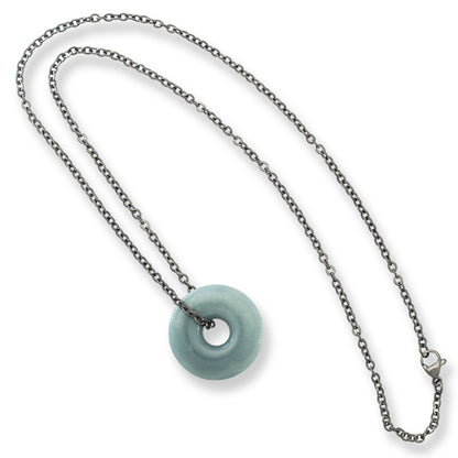 Blue Green Guatemalan Jadeite Jade Pi Disc Necklace | UPC #399471