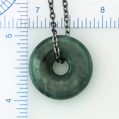 Blue Green Guatemalan Jadeite Jade Pi Disc Necklace | UPC #383012