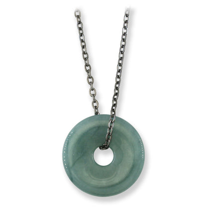 Blue Green Guatemalan Jadeite Jade Pi Disc Necklace | UPC #399518