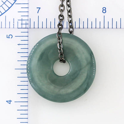 Blue Green Guatemalan Jadeite Jade Pi Disc Necklace | UPC #399518