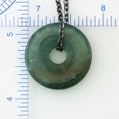 Blue Green Guatemalan Jadeite Jade Pi Disc Necklace | UPC #399501