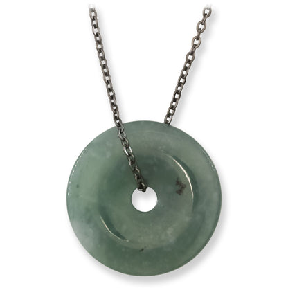 Blue Green Guatemalan Jadeite Jade Pi Disc Necklace | UPC #407527