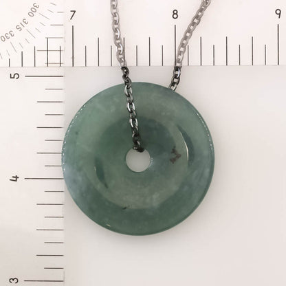 Blue Green Guatemalan Jadeite Jade Pi Disc Necklace | UPC #407527
