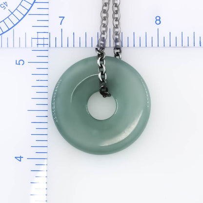 Blue Green Guatemalan Jadeite Jade Pi Disc Necklace | UPC #408685