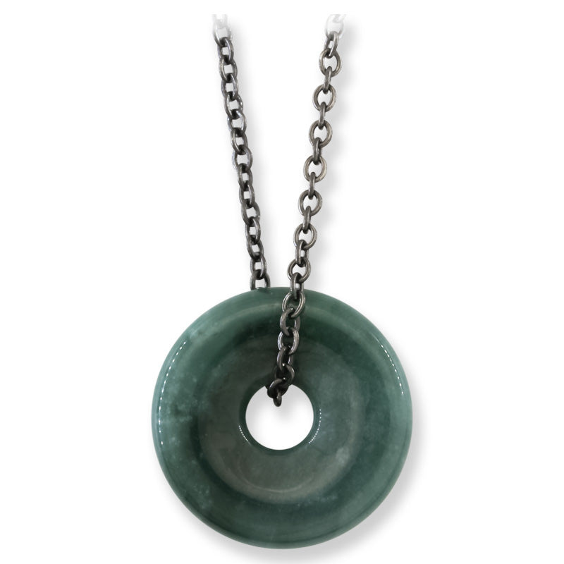 Blue Green Guatemalan Jadeite Jade Pi Disc Necklace | UPC #408692