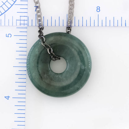 Blue Green Guatemalan Jadeite Jade Pi Disc Necklace | UPC #408692