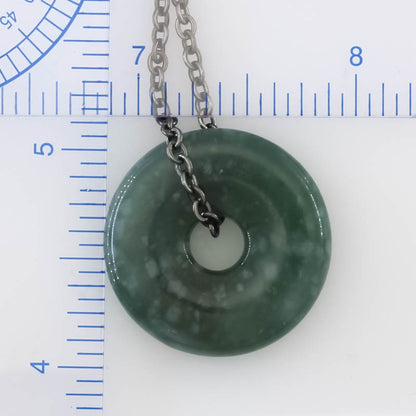 Blue Green Guatemalan Jadeite Jade Pi Disc Necklace | UPC #408708