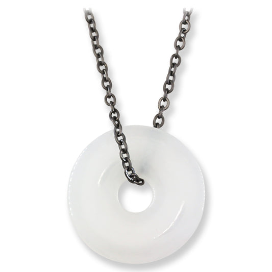 White Jadeite Jade Disc Necklace | UPC #399556