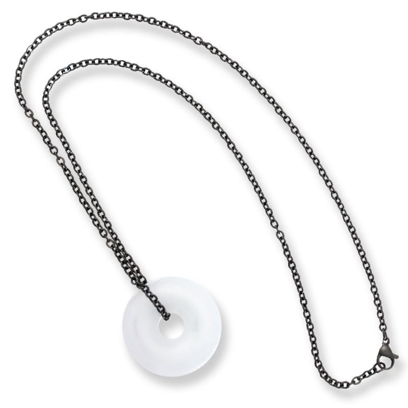 White Jadeite Jade Disc Necklace | UPC #399556