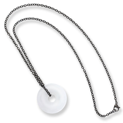 White Jadeite Jade Disc Necklace | UPC #399556