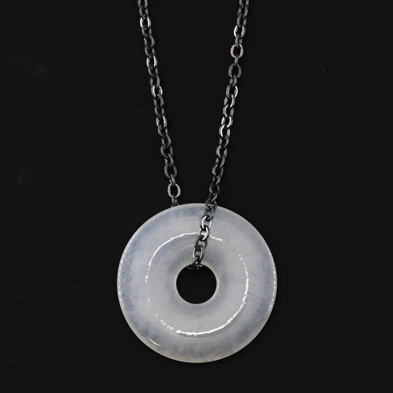 White Jadeite Jade Disc Necklace | UPC #399556