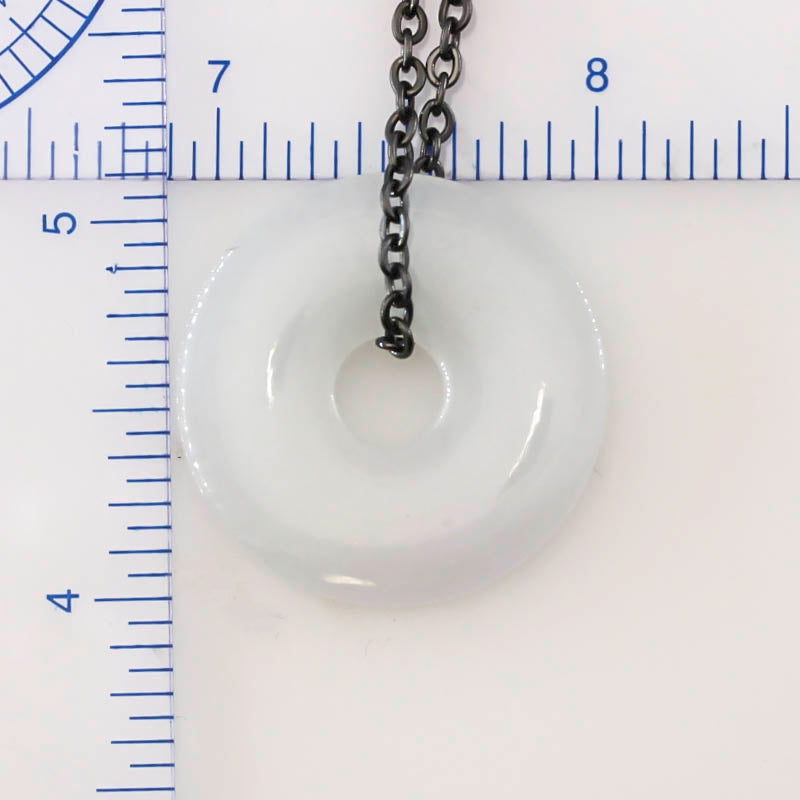 White Jadeite Jade Disc Necklace | UPC #399556