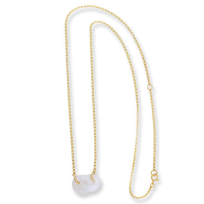 14K Yellow Gold Ice Jadeite Jade Interlocking Double Ring Necklace | UPC #392236