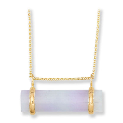 Lavender Jadeite Jade Cylinder Slide 14K Yellow Gold Necklace | UPC #406261
