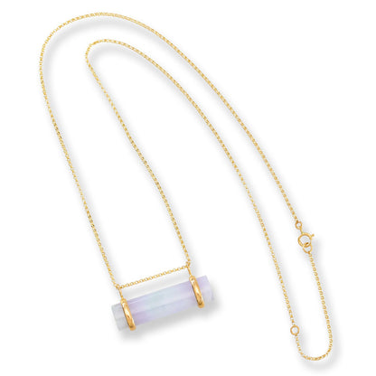 Lavender Jadeite Jade Cylinder Slide 14K Yellow Gold Necklace | UPC #406261