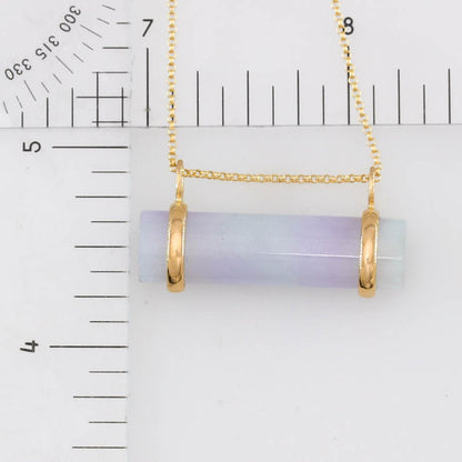 Lavender Jadeite Jade Cylinder Slide 14K Yellow Gold Necklace | UPC #406261