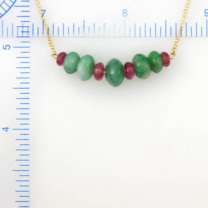 14K YELLOW GOLD GREEN JADEITE JADE ABACUS BEAD NECKLACE UPC #380363