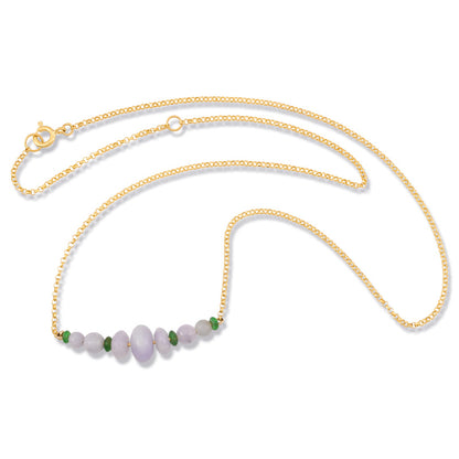 14K YELLOW GOLD LAVENDER JADEITE JADE ABACUS NECKLACE UPC #380387