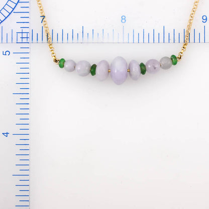 14K YELLOW GOLD LAVENDER JADEITE JADE ABACUS NECKLACE UPC #380387