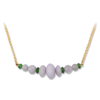 14K YELLOW GOLD LAVENDER JADEITE JADE ABACUS NECKLACE UPC #380387
