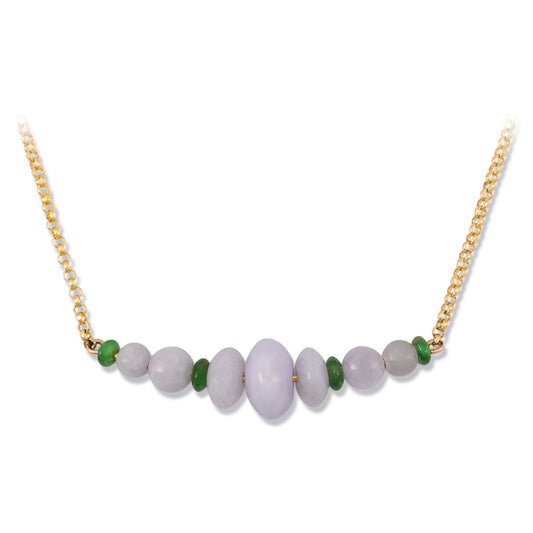 14K YELLOW GOLD LAVENDER JADEITE JADE ABACUS NECKLACE UPC #380387