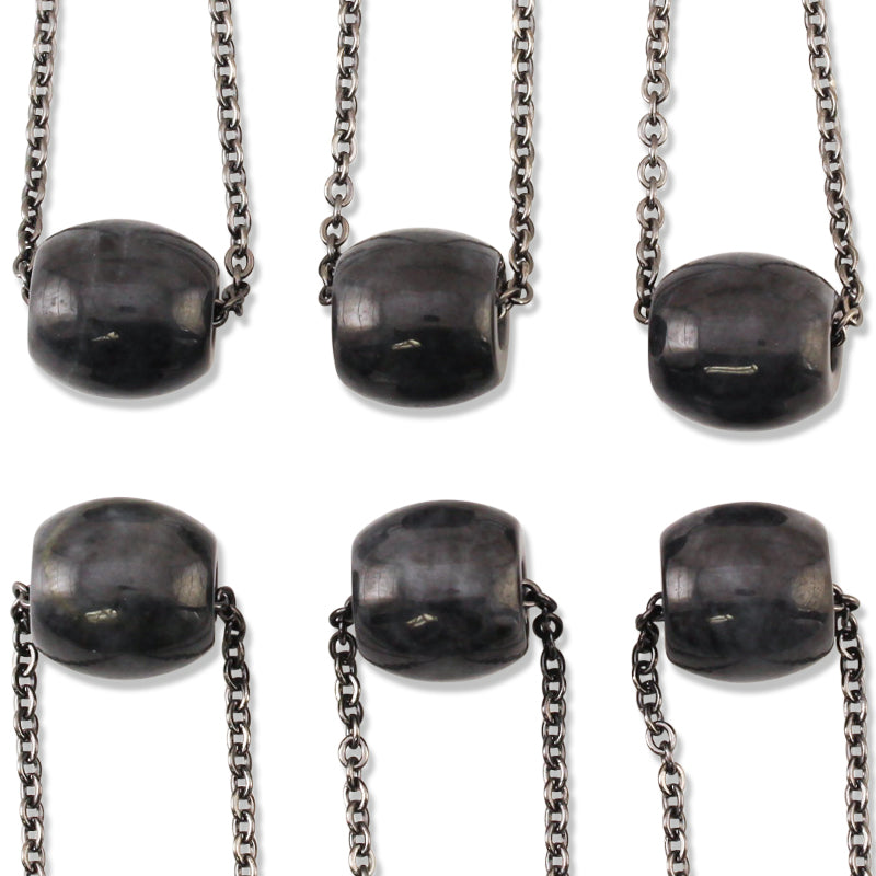 Jade Barrel on Steel Chain | Grey Jadeite Jade Necklace | UPC #389113