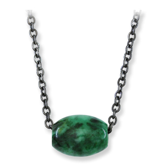 Green Jadeite Jade Barrel Slide Necklace | UPC #408487