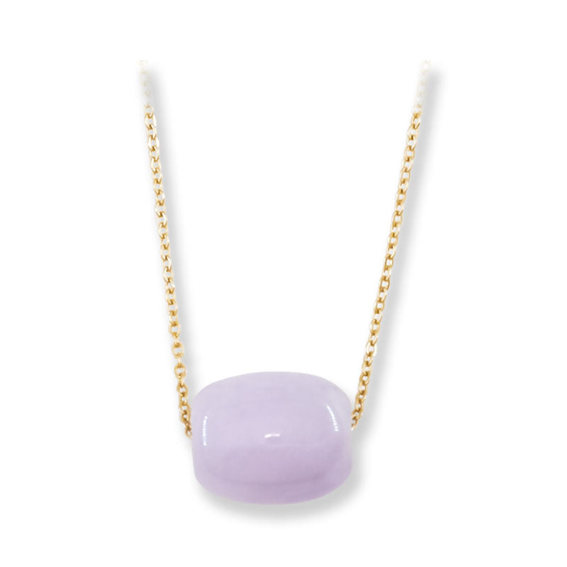 Lavender Jadeite Jade Barrel Slide Necklace on 14K Yellow Gold Chain | UPC #407503