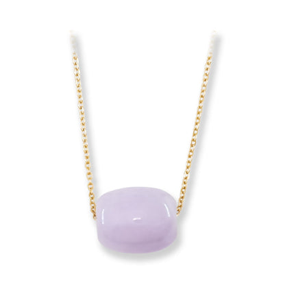 Lavender Jadeite Jade Barrel Slide Necklace on 14K Yellow Gold Chain | UPC #407503