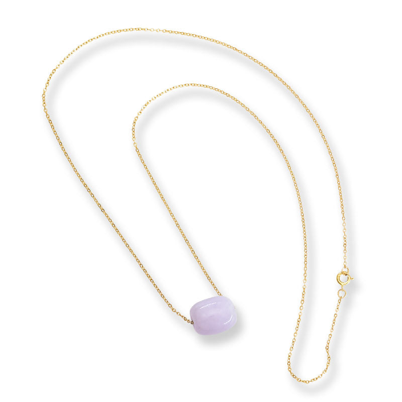 Lavender Jadeite Jade Barrel Slide Necklace on 14K Yellow Gold Chain | UPC #407503