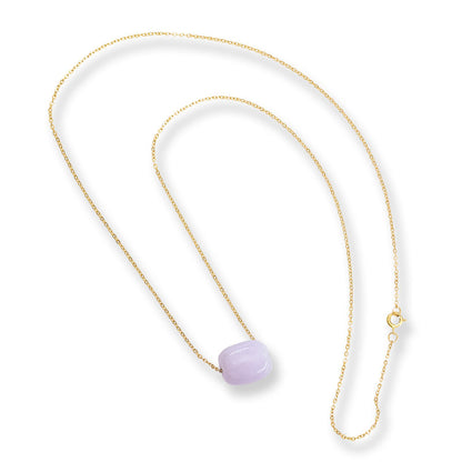 Lavender Jadeite Jade Barrel Slide Necklace on 14K Yellow Gold Chain | UPC #407503