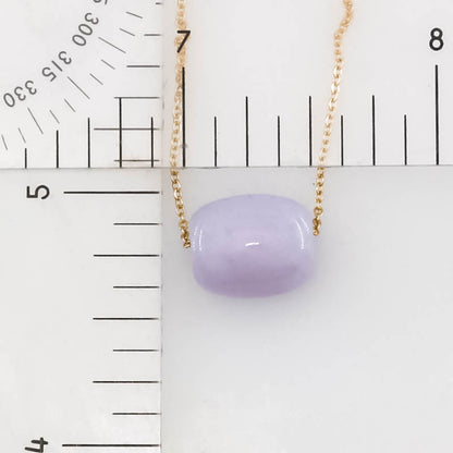 Lavender Jadeite Jade Barrel Slide Necklace on 14K Yellow Gold Chain | UPC #407503
