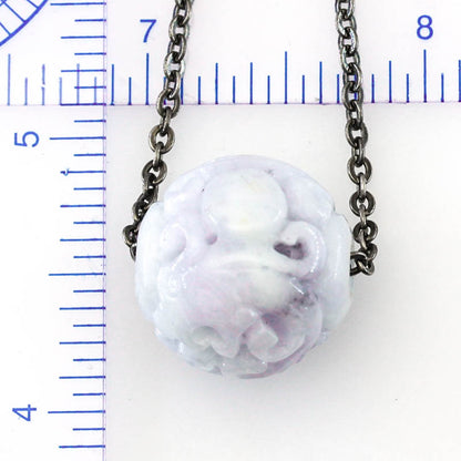 Lavender Jadeite Jade Carved Dragon Bead Necklace | UPC #401365
