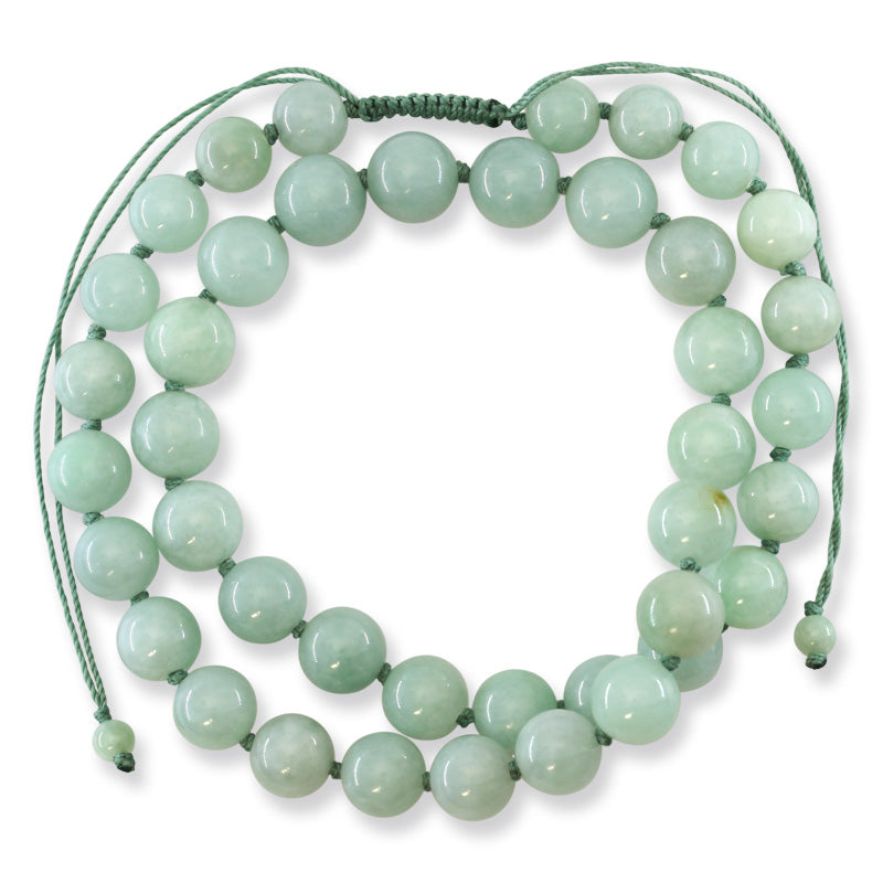 Green Jadeite Jade Adjustable Bead Necklace |  UPC #393721