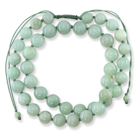 Green Jadeite Jade Adjustable Bead Necklace |  UPC #393721