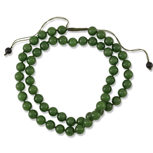 GREEN  NEPHRITE JADE ADJUSTABLE BEAD NECKLACE UPC #389311