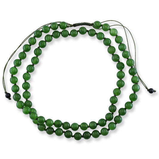 GREEN NEPHRITE JADE BEAD ADJUSTABLE NECKLACE UPC #394766