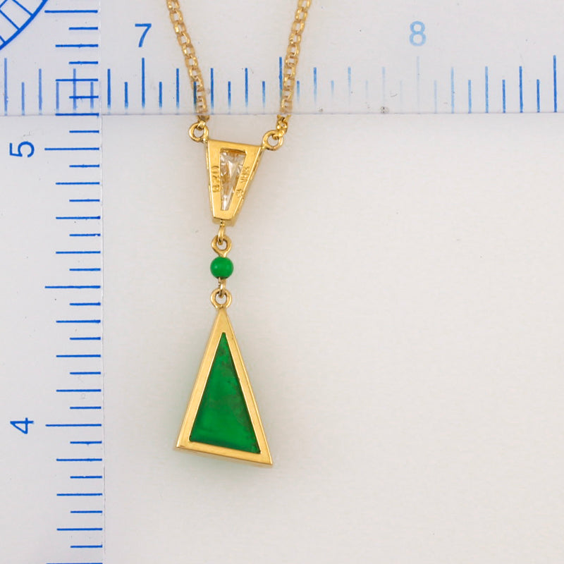 18K Yellow Gold Green Jadeite Jade and Diamond Necklace | UPC #389991