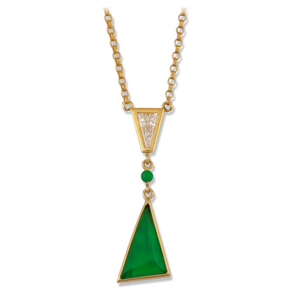 18K Yellow Gold Green Jadeite Jade and Diamond Necklace | UPC #389991